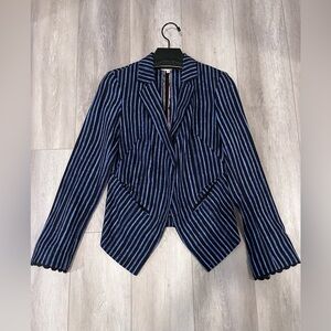 Rachel Rachel Roy Blue Striped Cropped Blazer Jacket NWOT